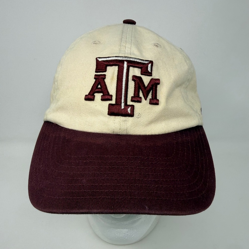 47 Brand Texas A&M Aggies Hat Cream Maroon Adjustable Baseball Cap ATM Logo